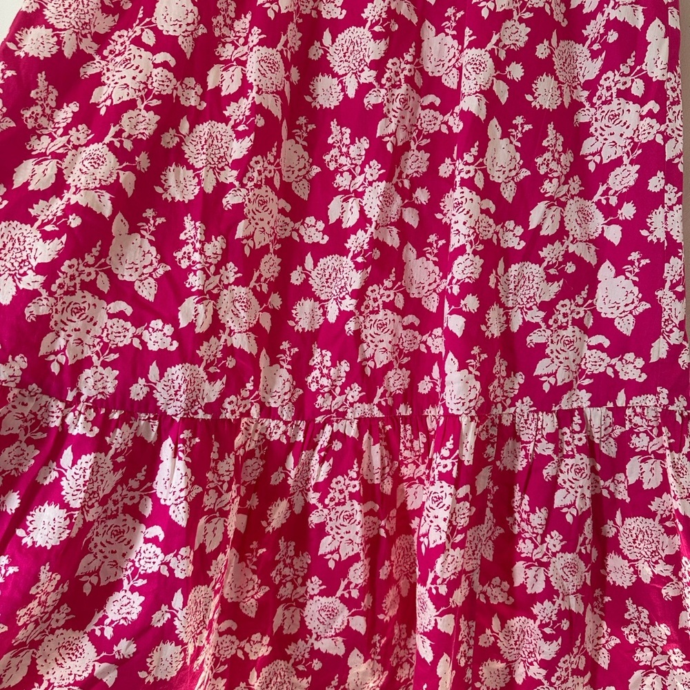 Anupa tiered 100% cotton pull on floral pink white midi skirt size XL NWT - Picture 6 of 14